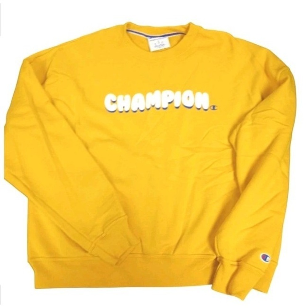 Champion Reverse Weave Crew Neck Gold Unisex Size Large Heavyweight Sweatshirt